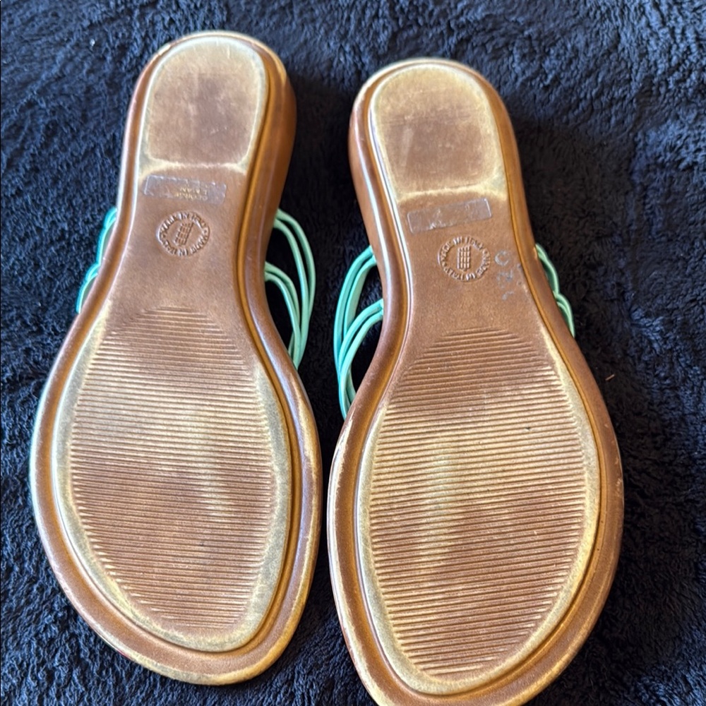 Women's Sandals - Turquoise and Tan - Picture 3 of 4